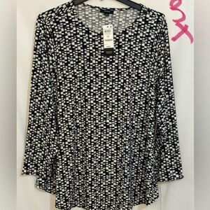 Alfani Black and White Patterned Blouse